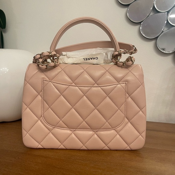 CHANEL Lambskin Quilted Trendy CC Dual Handle Flap Bag Beige - Picture 4 of 15